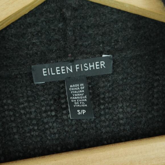 Eileen Fisher Small Cardigan Jacket Yak Blend Leather Black Minimal Quiet Luxury - Picture 2 of 14